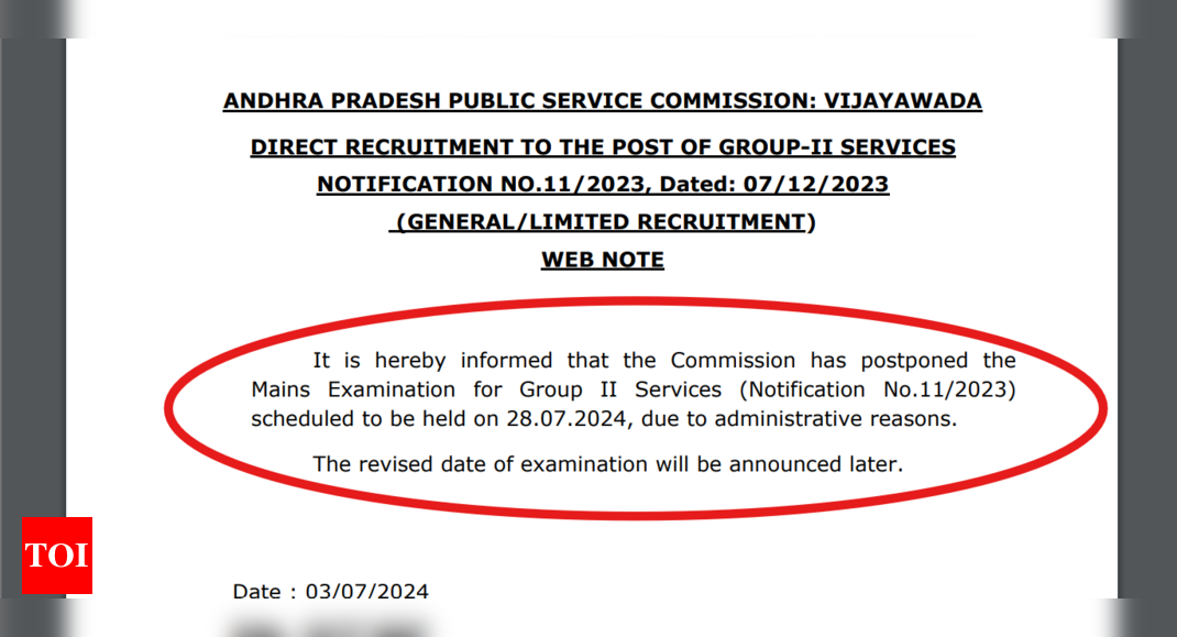 APPSC Group 2 Providers Primary examination postponed resulting from administrative causes: Official discover right here