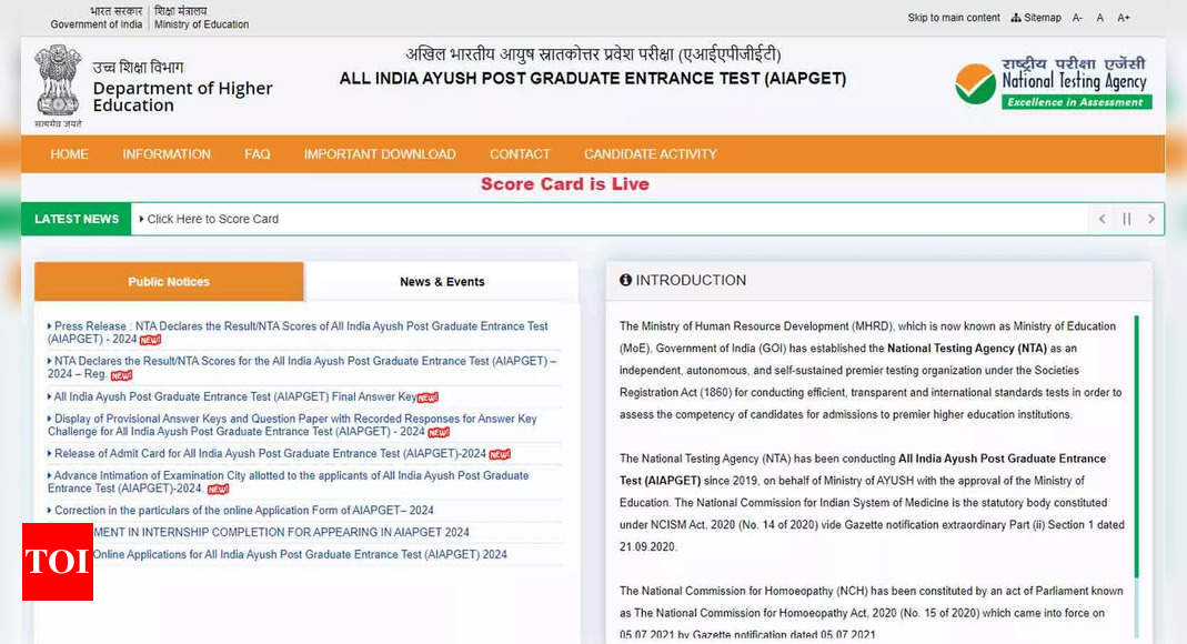 NTA Declares AIAPGET 2024 Outcomes at exams.nta.ac.in/AIAPGET: Examine Direct Hyperlink Right here