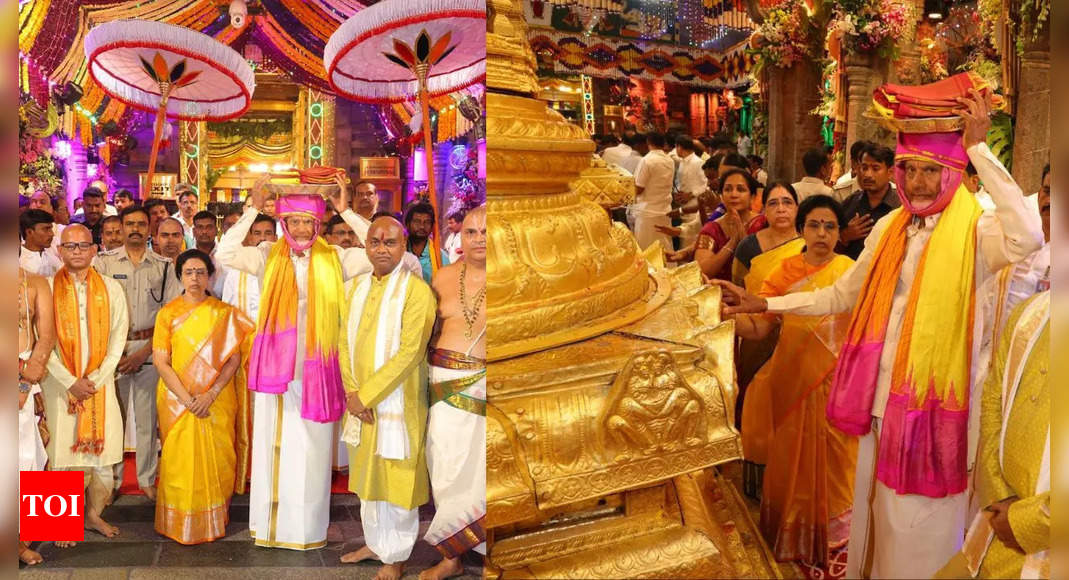 Brahmotsavams off to spectacular begin: CM Chandrababu Naidu presents silk robes at Tirumala temple amid Tirupati laddu row | Vijayawada Information