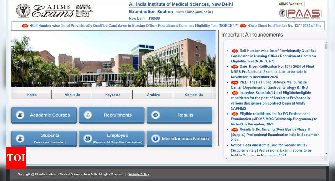 AIIMS NORCET 7 Mains Outcomes 2024 Launched: Test Your Rank Right here