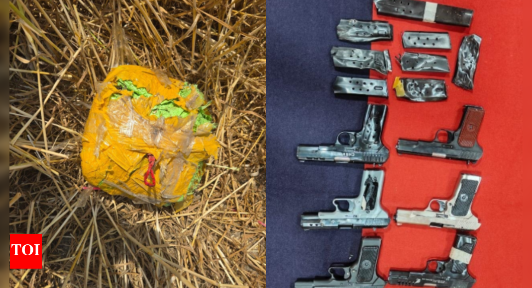 6 pistols, 14 magazines recovered near India-Pakistan border in Amritsar in BSF-Punjab Police operation |