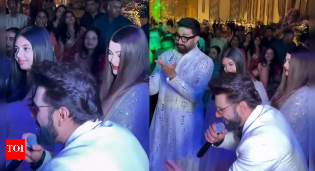 Aishwarya Rai, Abhishek Bachchan and Aaradhya Bachchan dance together as Rahul Vaidya sings ‘Kajra Re’ | Hindi Movie News