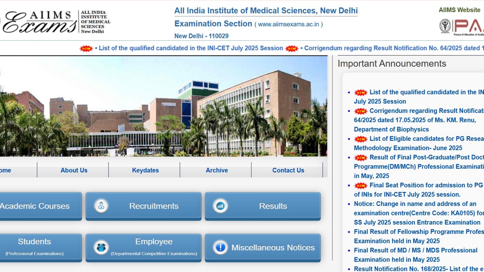 INI CET 2025 July session results OUT at aiimsexams.ac.in; check seat allocation, other details