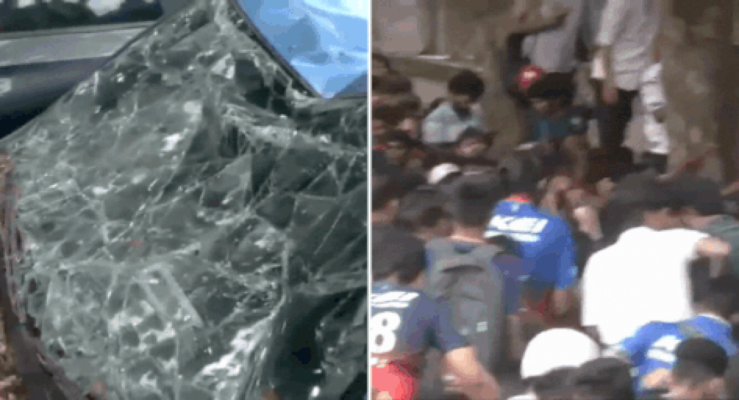 RCB celebrations turn chaotic: Fans climb over automotive, crush vehicle - Video | India News