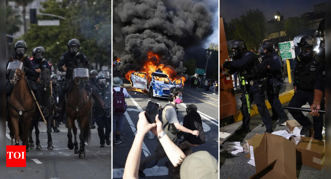 LA protests: 700 Marines to be deployed as protests rage; Newsom sues Trump over National Guard use - latest developments