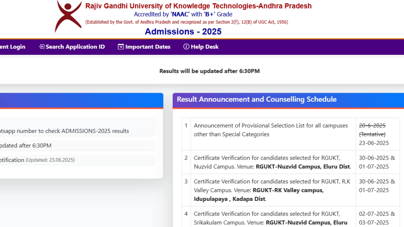 RGUKT AP IIIT merit list 2025 released at admissions25.rgukt.in – here’s how to check