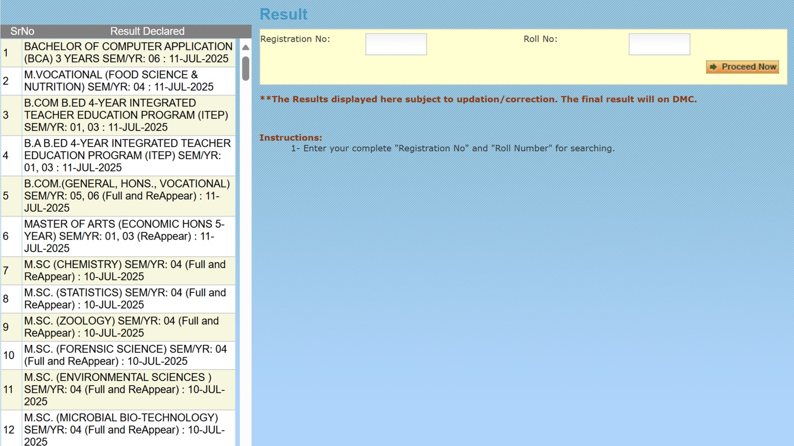 MDU Result 2025: Rothak’s Maharshi Dayanand University DELCARES UG, PG results for July session