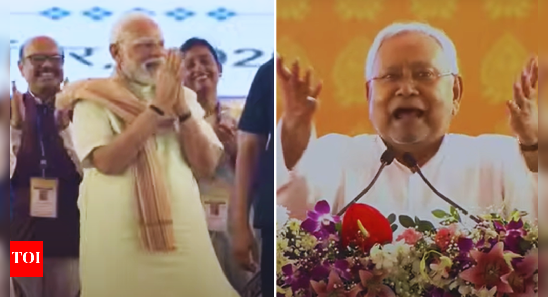 ‘Khada ho!’: Nitish Kumar turns crowd conductor as he orders standing ovation in Bihar rally; watch PM Modi's reaction | India News