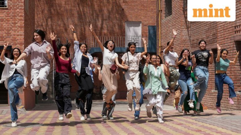 Represetative photo: Class 12 students celebrate after their CBSE board exam results in May 2025. The Azim Premji Foundation's scholarship is for girl students pursuing their first undergraduate degree or diploma.