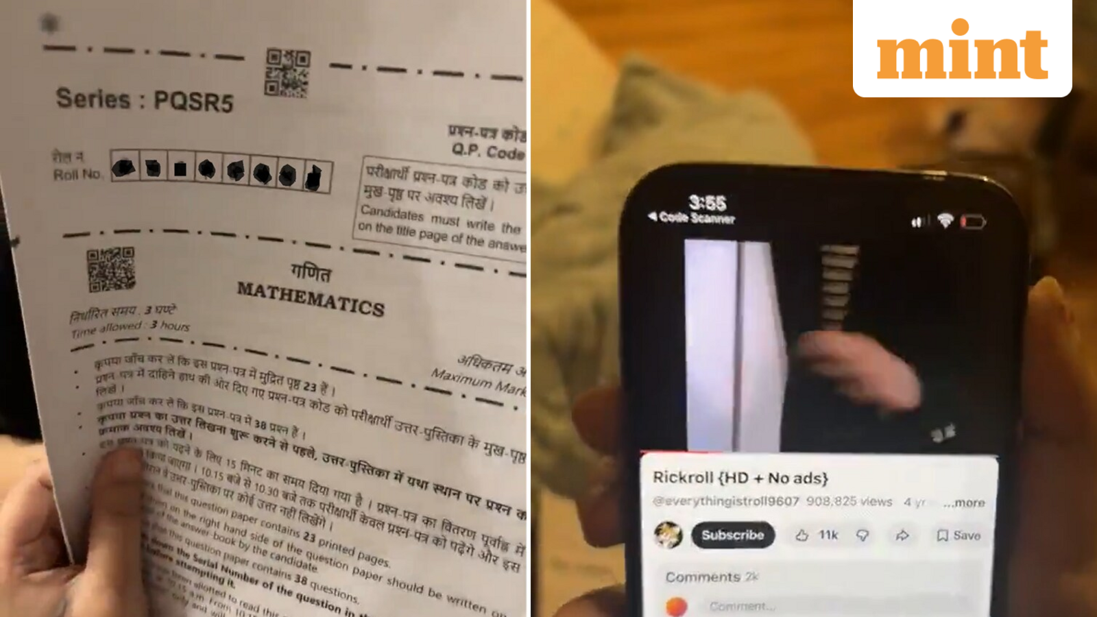 CBSE math question paper goes viral for link to Rickroll YouTube video. Board clarifies