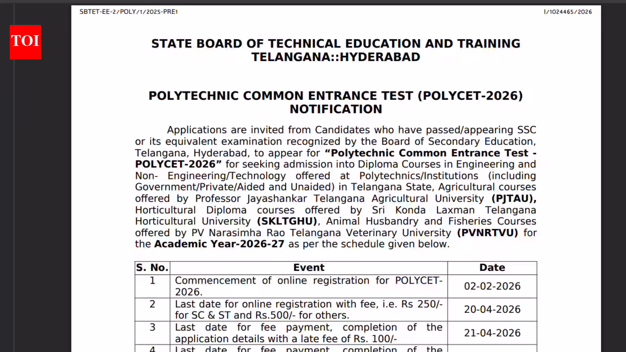 Telangana POLYCET registrations 2026 underway: Check direct link to apply here