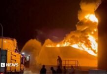 Libya oil refinery fire: Firefighters battle huge blaze after drone attack