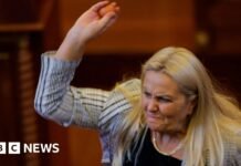 Moment opposition MP throws eggs at prime minister of Kosovo