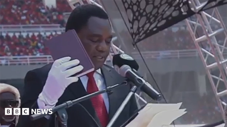 Zambia’s President Hakainde Hichilema sworn in for second term while opponent detained