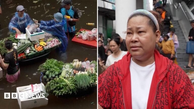 Bangkok locals create floating market during floods in Thailand