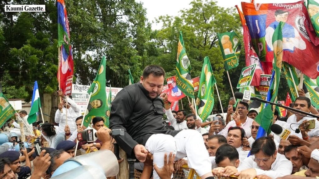 Police detain opposition leaders in Patna during protest march to Raj Bhavan