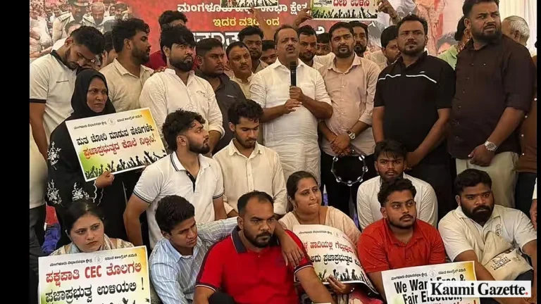 Youth Congress stages overnight demonstration in Mangaluru demanding electoral roll transparency