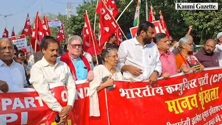 Communist Party of India stages protest in New Delhi demanding Chief Election Commissioner resignation